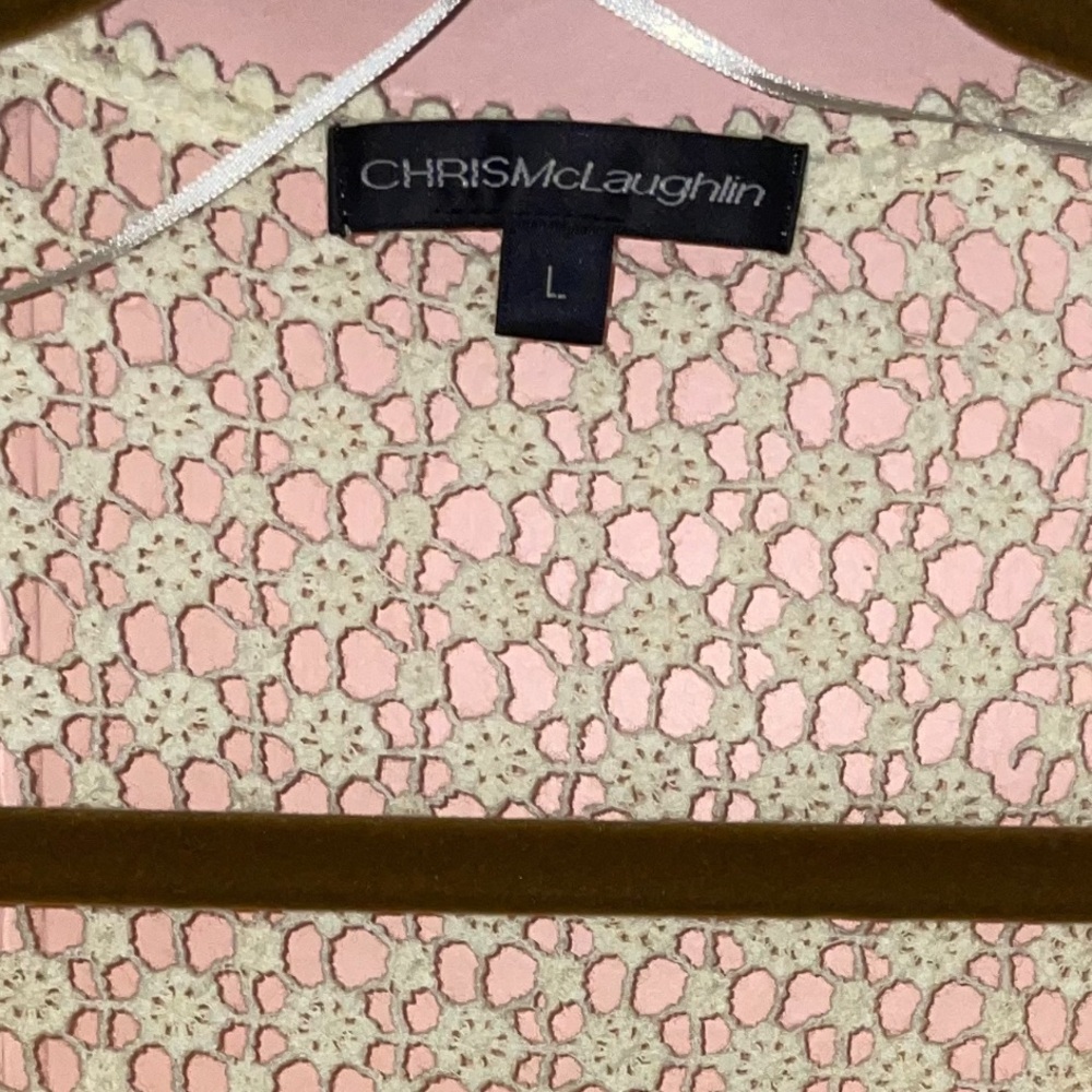 CHRISMcLaughlin Crochet Floral Butter Yellow Cardigan Lace Cropped Boho - Picture 3 of 16